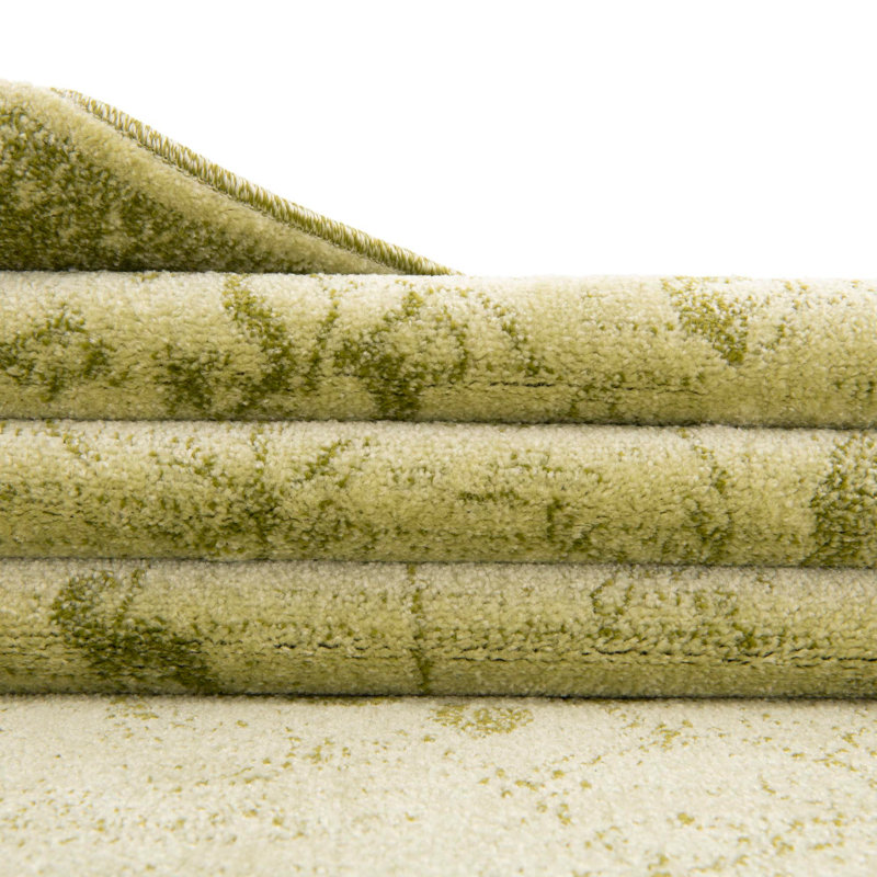 Tapis vert clair à motif botanique Godina, Tapis de couloir 2 pi 7 po x 10 pi