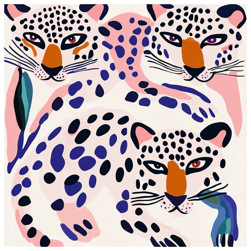 Abstract Leopards Illustration Comforter, Simple extra long