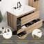 Meuble-lavabo flottant 30 po en chêne brut, lavabo à 3 trous, tiroirs doubles, 20% plus de rangement, coulisses silencieuses, meuble-lavabo mural 45 po