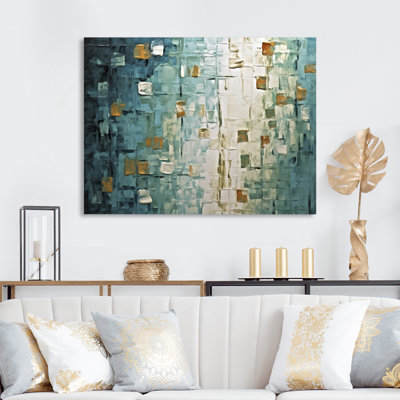 «Vintage Impermanence In Retro Gold Blue Shades I», reproduction d'art abstrait