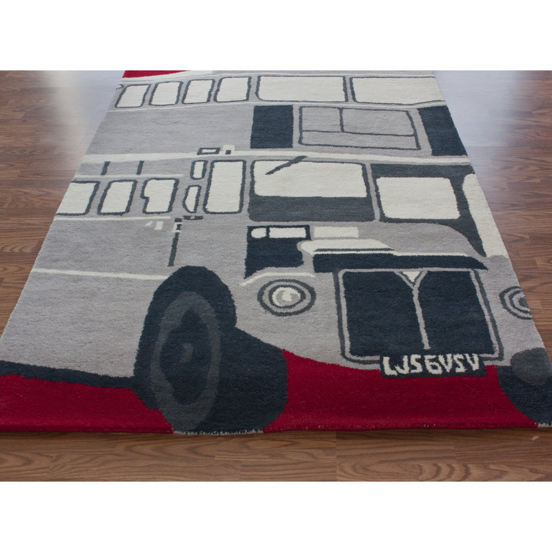 Tapis gris Jacieon Big Bus, Rectangle de 5 pi x 8 pi