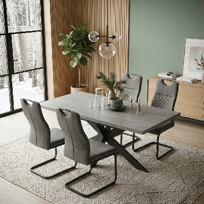 Bolanger 170 cm Extendable Rectangular Dining Table with Steel Base