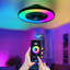 Ventilateur de plafond intelligent noir avec lumière DEL à changement de couleur RVB, intensité variable, application et télécommande