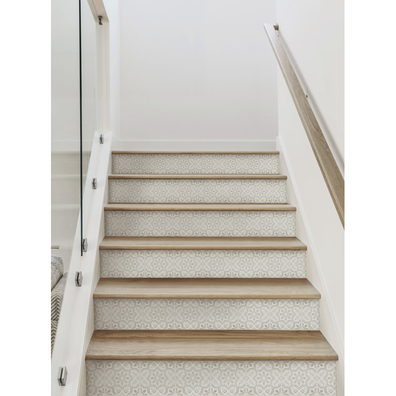 Colonne d'escalier florale en vinyle, H 7,5 po x l 48 po, H 7 po x l 48 po