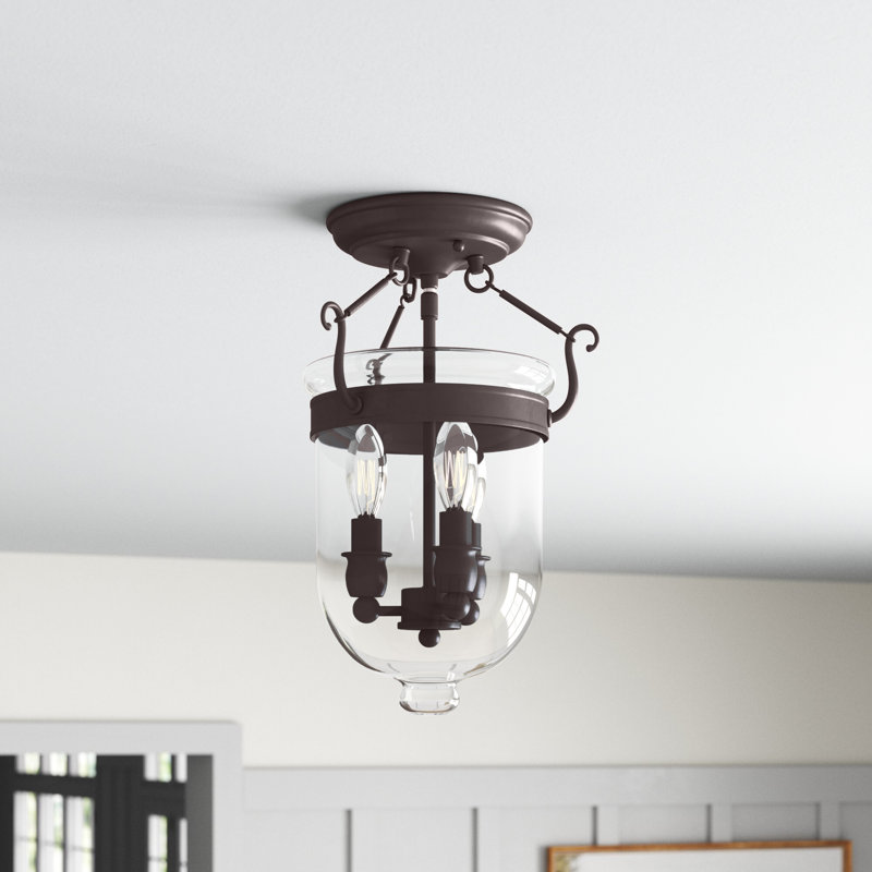 Plafonnier semi-encastré 3 lumières Husman, H 18 po x l 12 po x P 12 po, Bronze