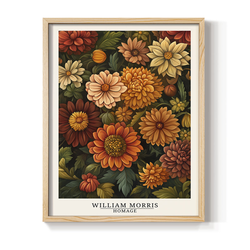 Imprimé encadré de la série XXI de William Morris - Bois massif, Natural, H 11 po x l 9 po