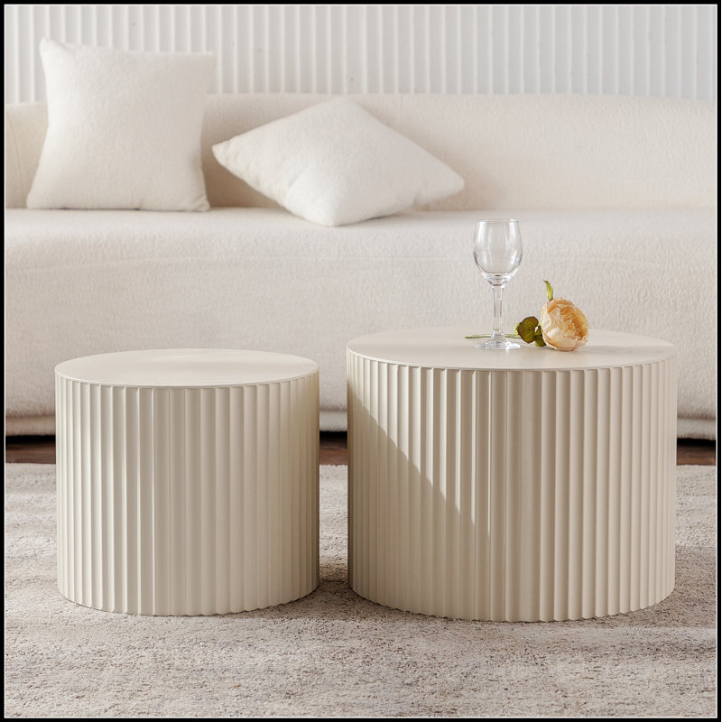 Ensemble de 2 tables basses gigognes Beige