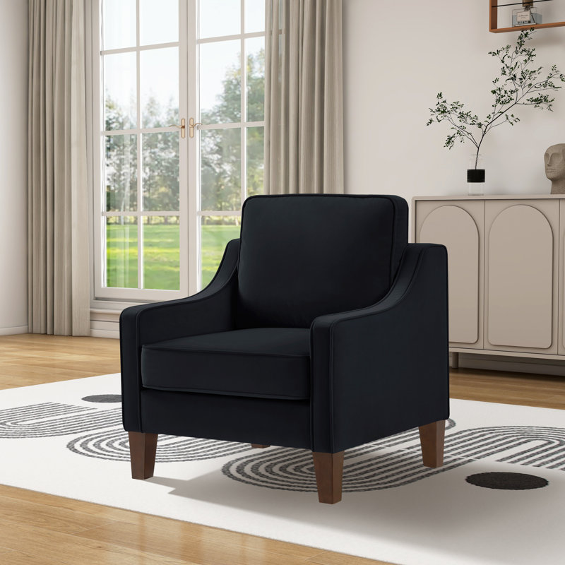 Rex Upholstered Armchair, Black Polyester