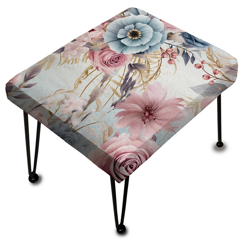 Pink And Blue Dreamcatchers Boho Pattern I - Floral Rectangle Ottoman