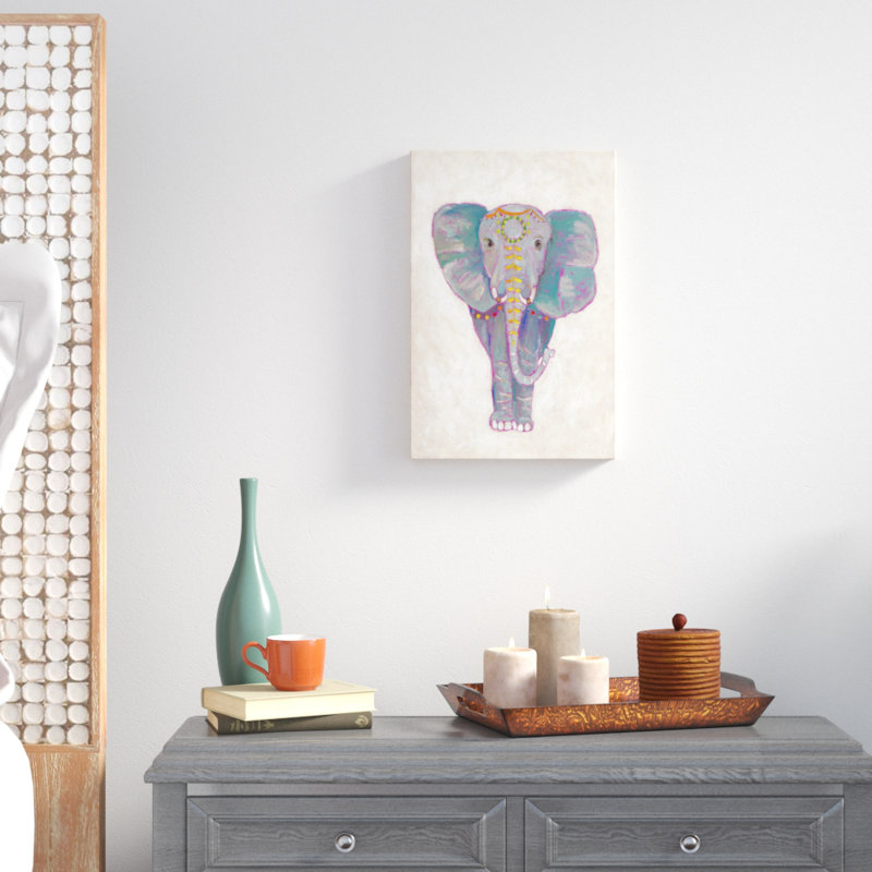 «Festival Elephant I», peinture sur toile, H 18 po x l 12 po