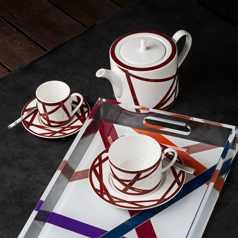 Missoni Théière - Cafetière Nastri Bordeaux Diam 4,72 po, H 5,12 po