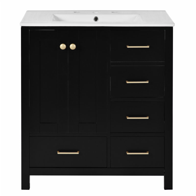 30'' Bathroom Vanity with Ceramic Sink, Black