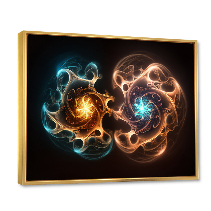 Quantum Twin Flames I - impression, H 24 po x l 32 po, Cadre flottant doré