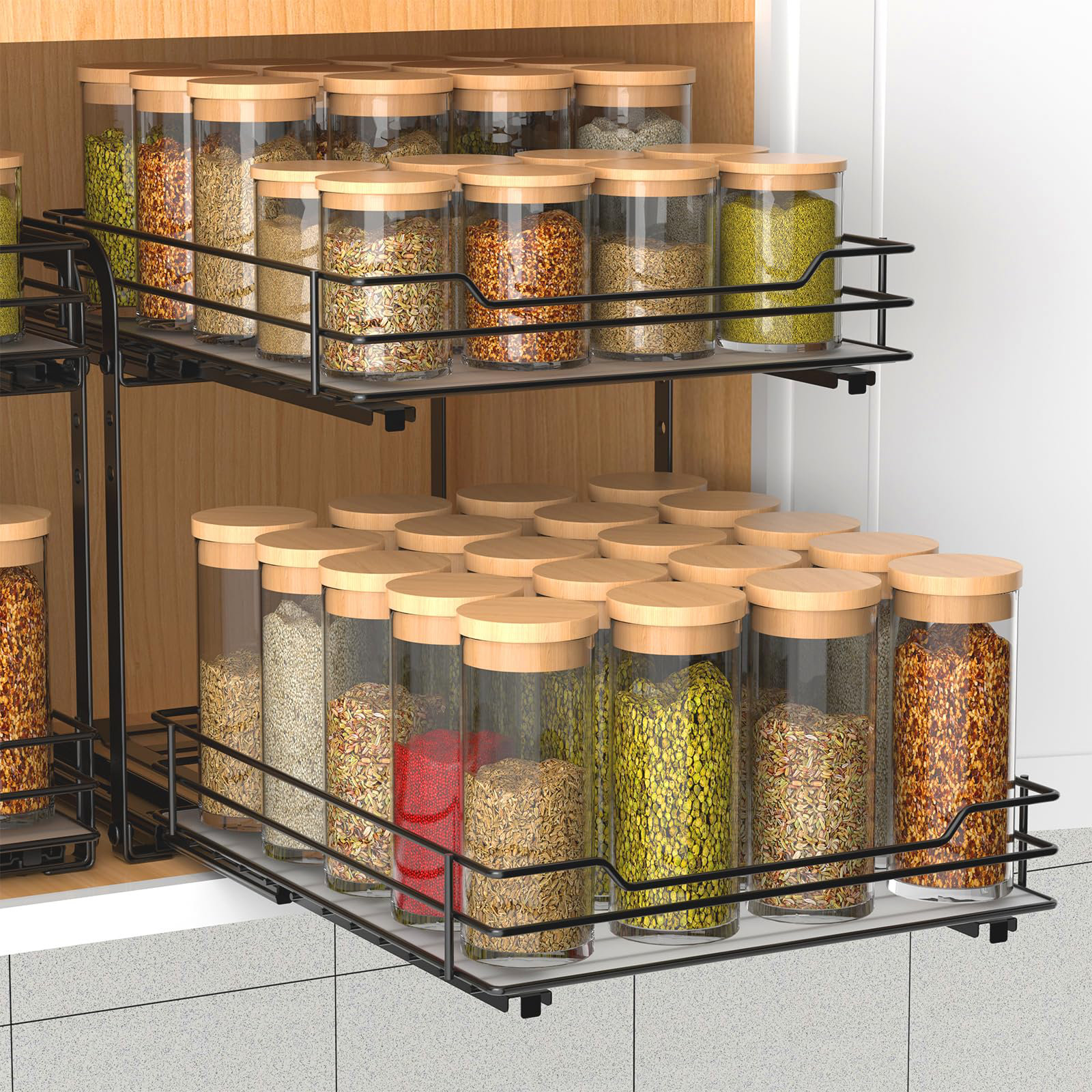 Mint Pantry 2-Tier Spice Rack, Pull Out Cabinet Organizer Spice Racks ...