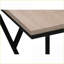 Table basse en forme de C légère et compacte pour le salon et la chambre à coucher: aspect bois taupe foncé et métal noir, base coulissante