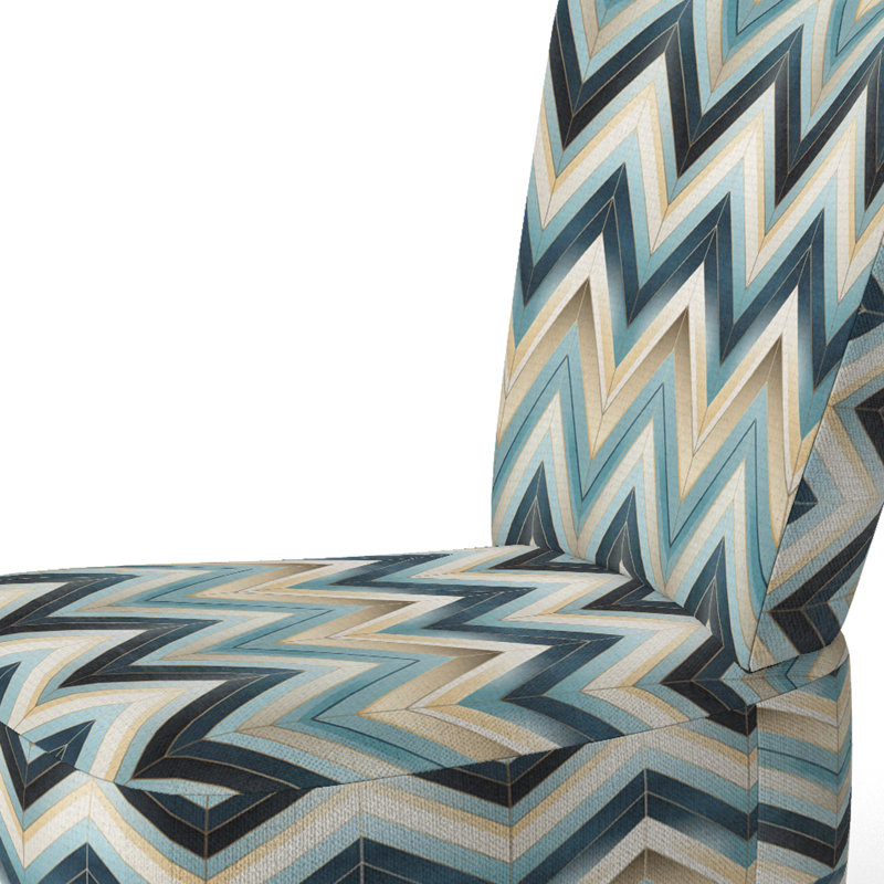 Chaise d'appoint large 27,5 po Roussel, Mélange de polyester bleu / or