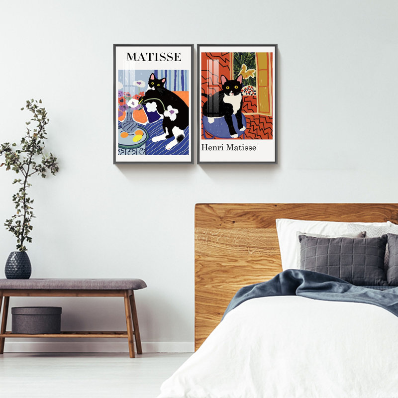 "Matisse", reproduction d'art encadrée sur toile par Henri Matisse, Cadre noir, H 24 po x l 32 po x P 1,34 po