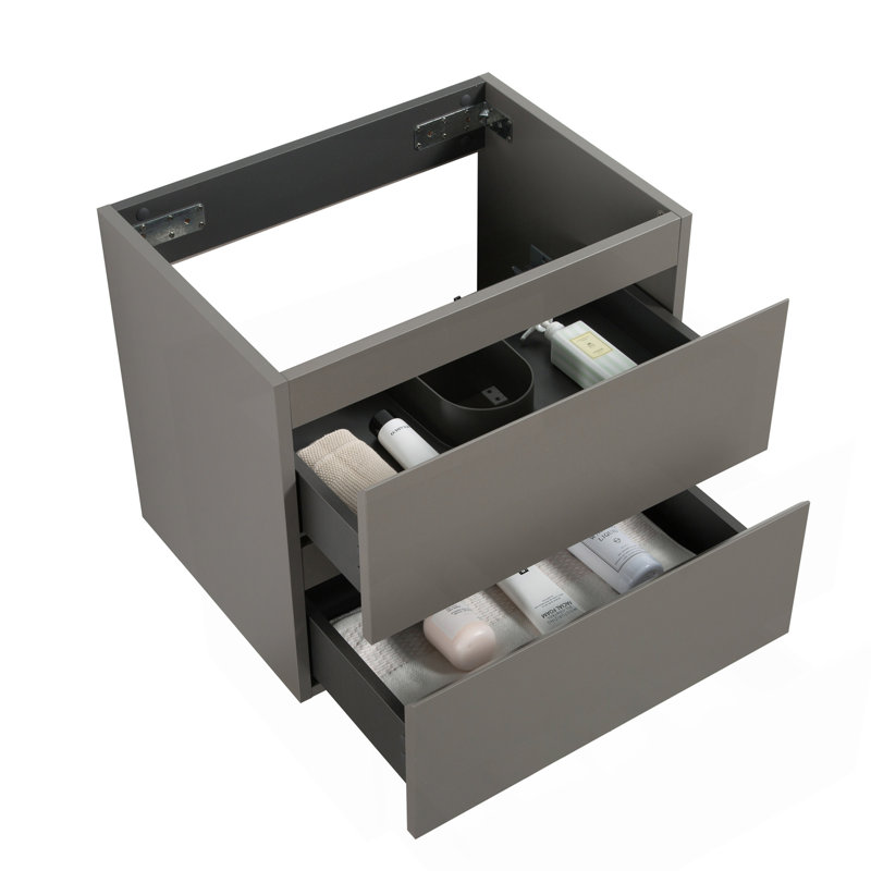 Alice-24W-102, armoire murale SANS lavabo, couleur grise, avec deux tiroirs, pré-assemblée