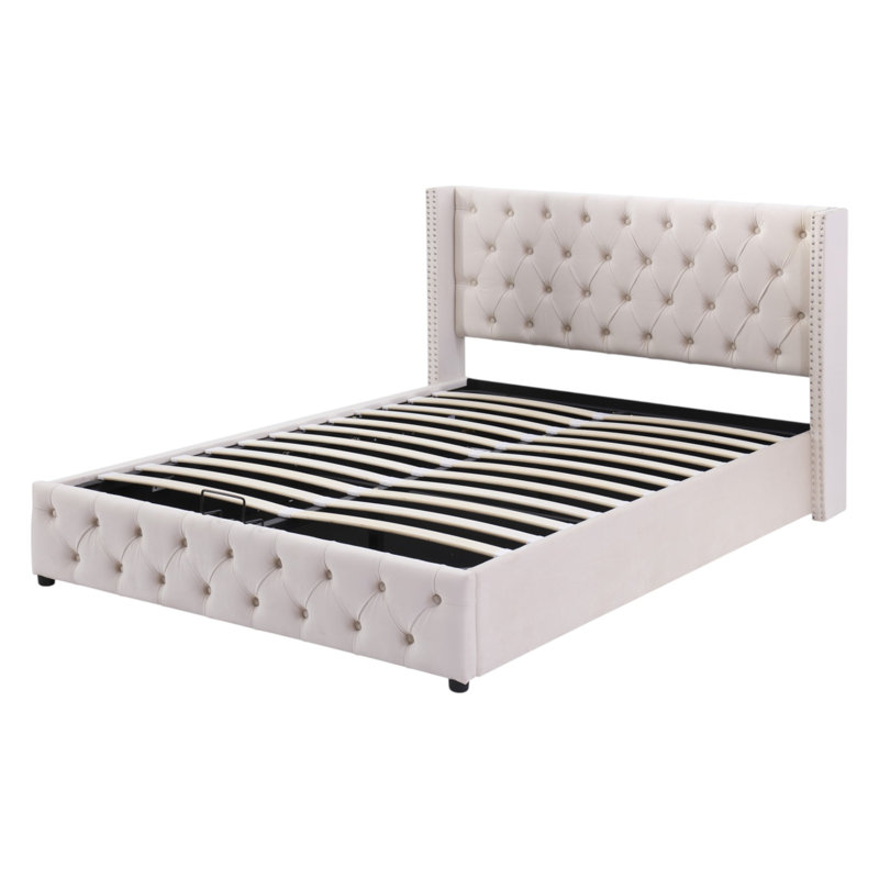 Parral Upholstered Storage Bed, Single (3'), Beige