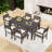 7-Piece Waterproof Outdoor Dining Set with Patio Table and 6 Upholstered Chairs-1789680771