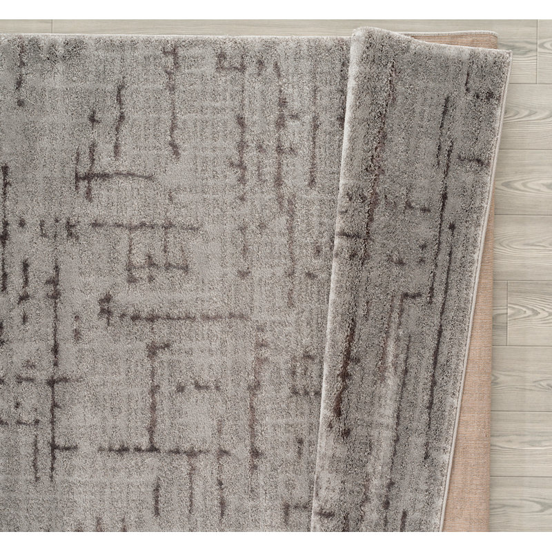 Tapis zone grise en polyester accent Ospina, Rectangle 1 pi 10 po x 3 pi