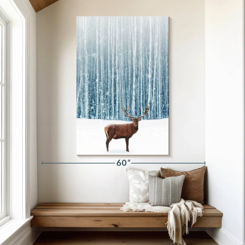 Cerf en hiver, H 51 po x l 34 po