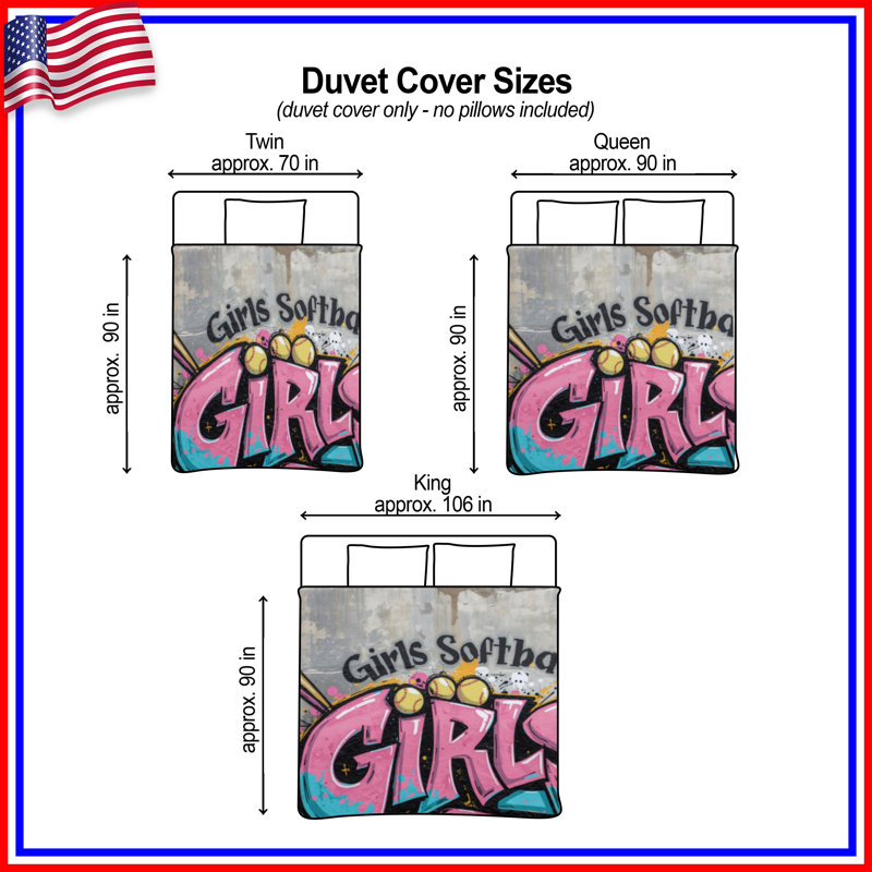 Housses de couette filles Softball Graffiti, Grand lit