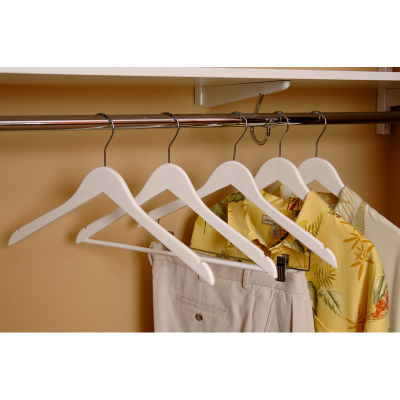 Cintre en bois enduit de caoutchouc pour jupe / pantalons, Blanc