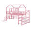 Lit mezzanine en métal avec glissières, escaliers et tablettes de rangement-1115261651
