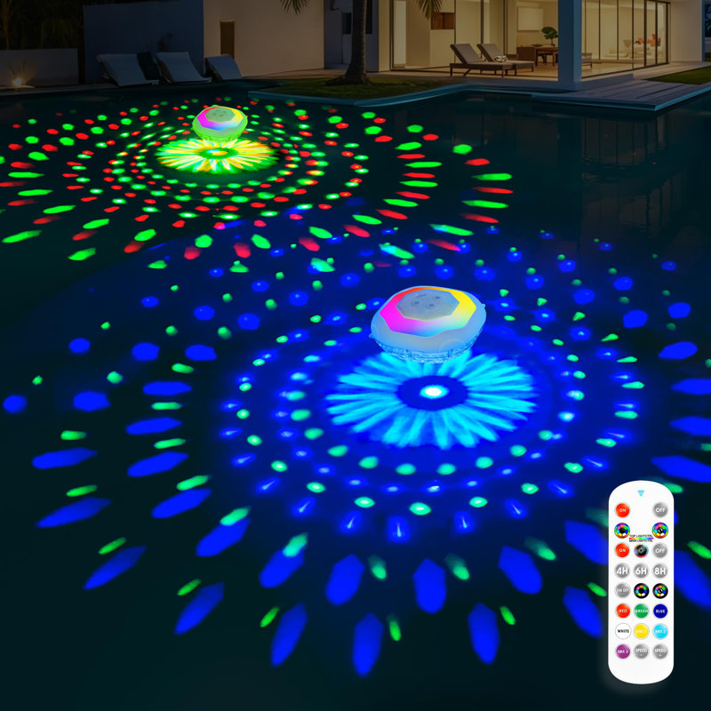 Floating Pool Lights,9000Mah Rechargeable Pool Lights With Remote,Pool Light That Float IP68 Waterproof, Colour Changing Swimming Pool Lighting,Pool Floating Light For Inground Above Ground Pools-2PCS