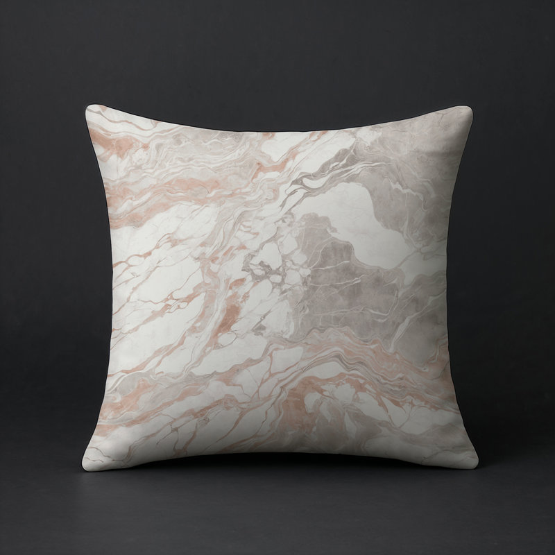 Coussin décoratif intérieur / extérieur gris Modern Modern, Gris / beige / brun abstrait 1, Carré 16 po