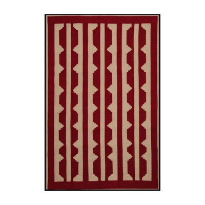 Machine Washable Trellis Red Area Rug