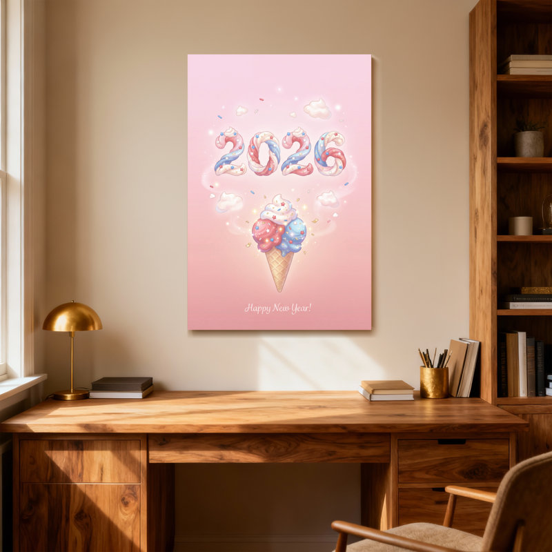 Fashion Pink Ice Cream 2026 - Bonne année, H 18 po x l 12 po