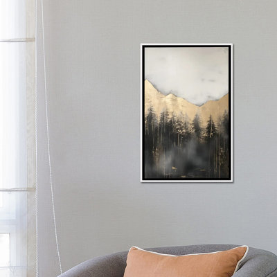 «Mountain Forest Gold Abstract Paint III», reproduction d'art encadrée