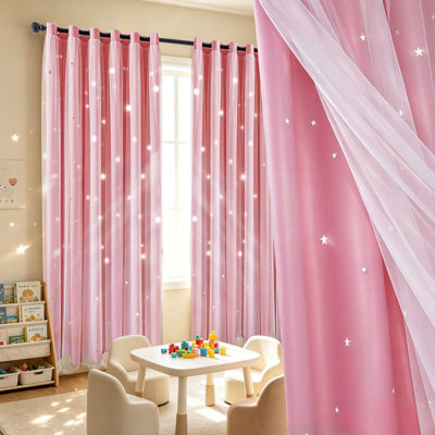  Les rideaux à double couche modernes et minimalistes tout-en-un à œillets, le design filtrant la lumière en forme d'étoile creuse crée une atmosphère romantique pour le bureau, la chambre à coucher, un ensemble de 2 panneaux, plusieurs tailles et couleurs disponibles, un choix de maison essentiel toutes saisons
