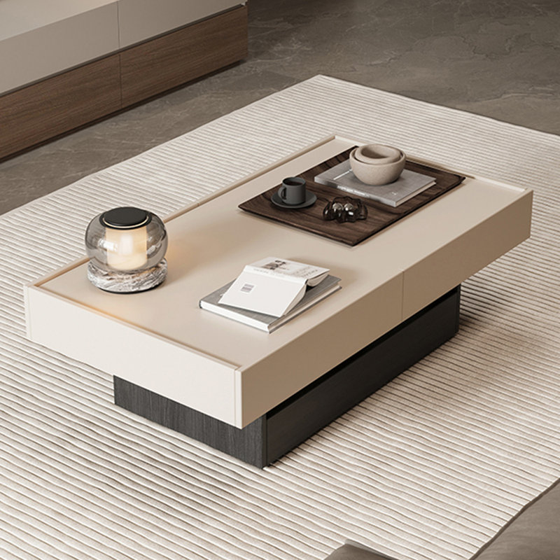 Table basse en bois massif avec rangement simple, H 15,74 po x L 51,18 po x l 27,55 po, Noir, noir, noir, noir