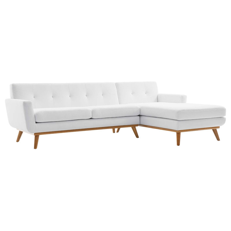 Canapé modulaire Engage Mid Century, Orienté vers la droite, Polyester blanc