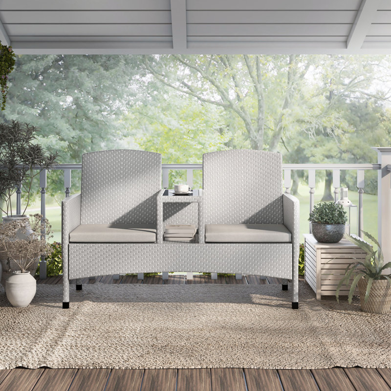 Banc tête-à-tête en osier Tides, Gris