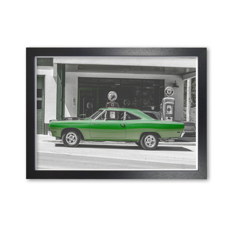 Green Car - Print, Black Grain Frame, 42 cm H x 30 cm W x 5 cm D