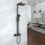 Chrome Rainfall Thermostatic Shower Mixer Set Square with Overhead & Handheld Shower Head-1384676961