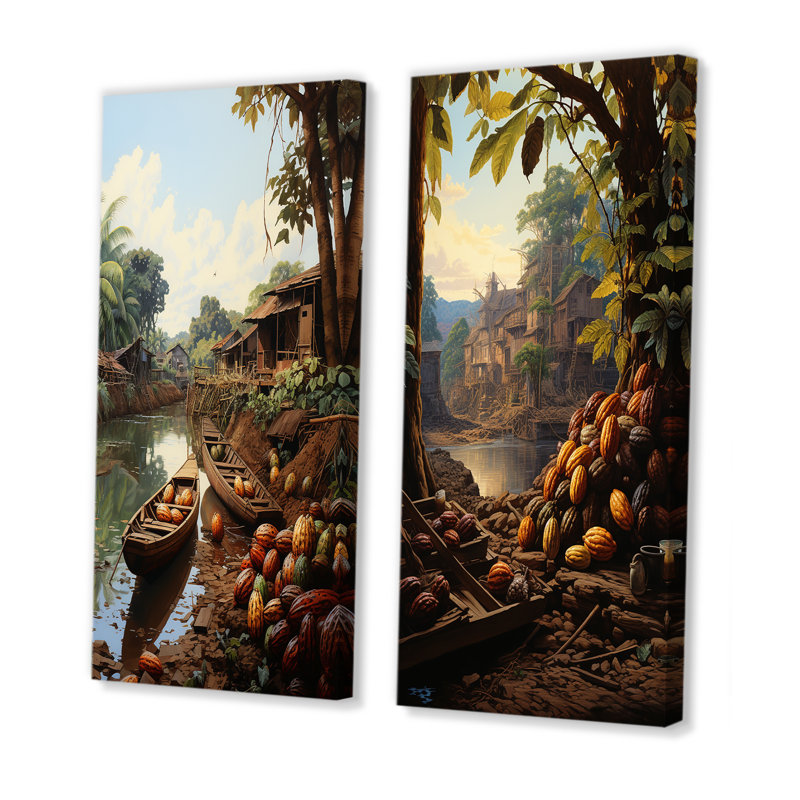 «Cacao River In South America», ensemble de salon Cacao Wall Art, Toile tendue, H 40 po x l 41 po