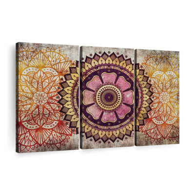 Ensemble de 3 pièces mandala sur toile