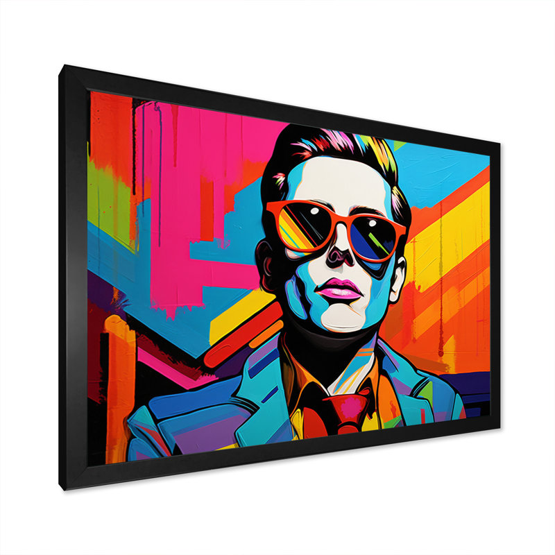 Pop Art, autoportrait II - gens, art mural, salon, H 16 po x l 32 po x P 1 po, Cadre photo noir