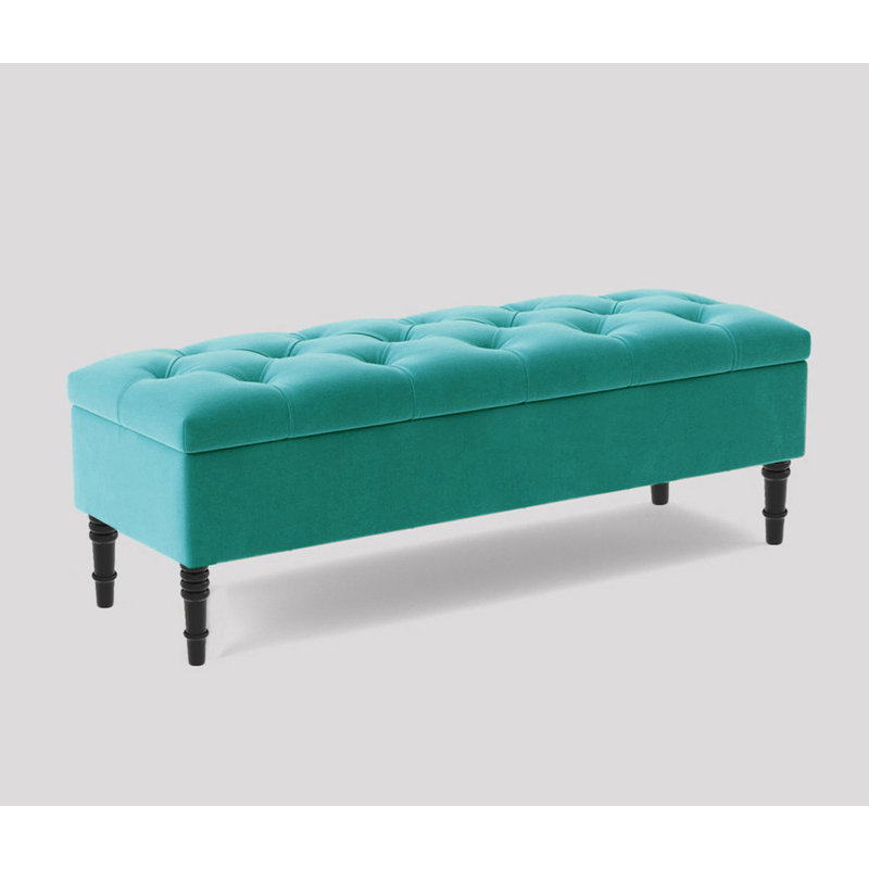 Storage Bench, Teal Plush Velvet