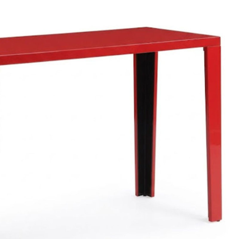 Watosi Console rouge en bois rouge avec finition ultrabrillante et accents noirs