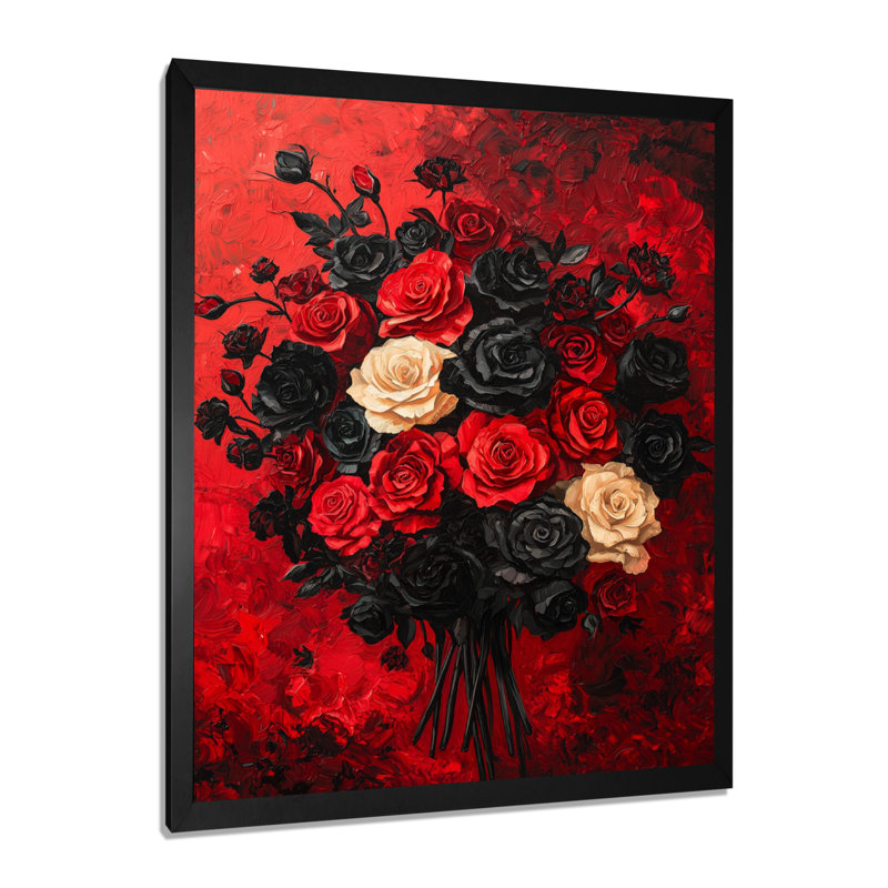 Sindy - Floral Canvas Prints, 44" H x 34" W, Black, Reproduction encadrée d'une seule photo