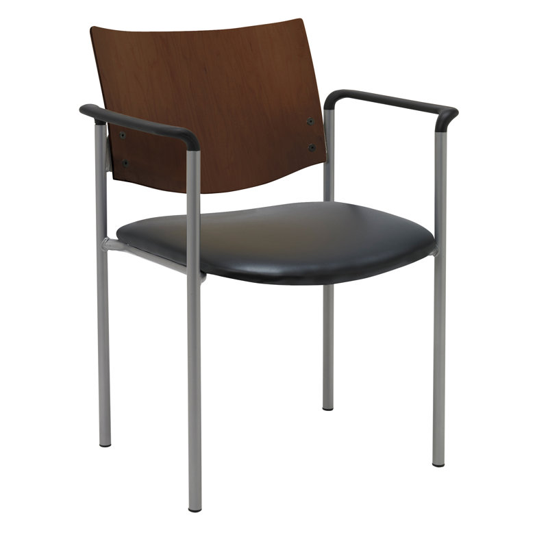 Abshire Evolve Upholstered Guest Chair, Chocolate/Silver, Black Vinyl