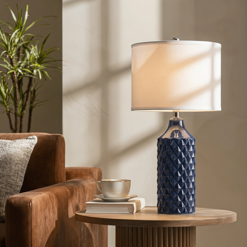 Creight Ceramic Table Lamp, Navy Blue