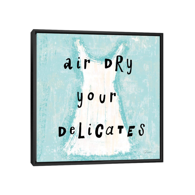 «Laundry Rules VI», art textuel sur toile, H 18 po x l 18 po x P 1,5 po, Toile avec cadre noir, Pas de tapis