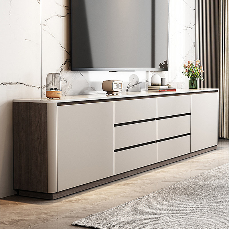 Meuble télé moderne en pierre frittée simple, H 27,56 po x L 94,49 po x l 15,75 po